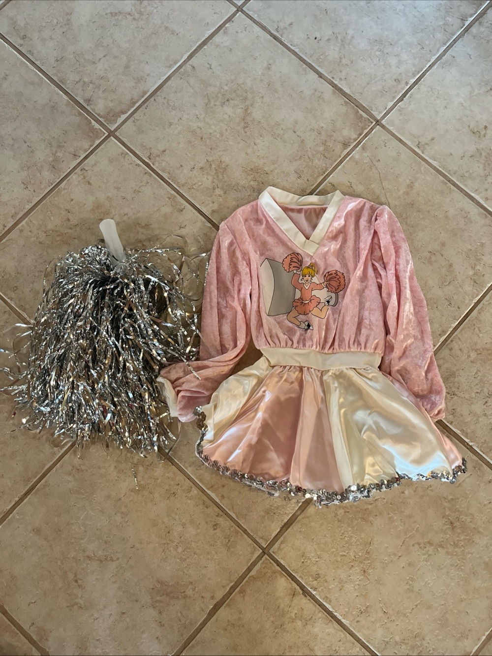 halloween costume vtg 90s new cheerleader w/ silver pompom little girls 2-3 year